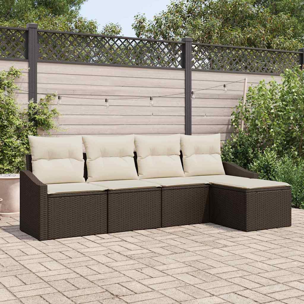 Garten Essgruppe mit Kissen mit Speicher 5 pcs Braun und Creme